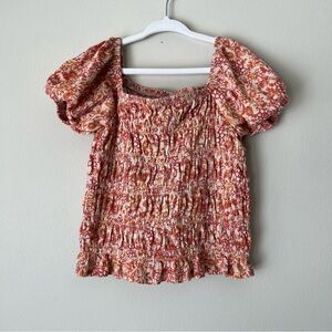 Old Navy Pink Printed Puckered-Jacquard Knit Smocked Top for Girls